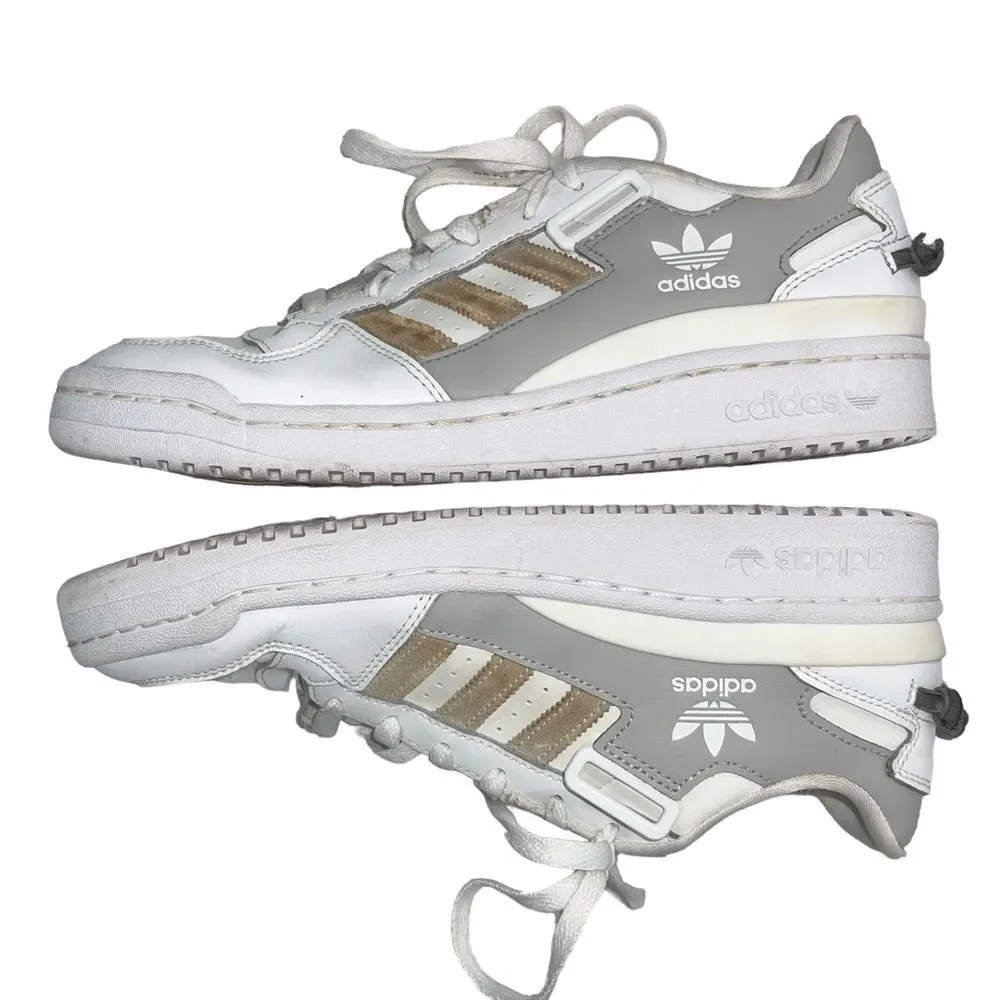 Adidas Forum Women’s Tennis Shoes GY8182 White Gray Size 9 Leather Flowers